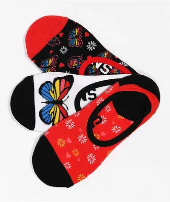Vans Canoodle Butterfly Floral 3 Pack No Show Socks