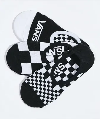 Vans Canoodle Classic Black & White Checkered 3 Pack No Show Socks