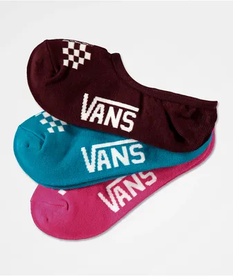 Vans Canoodle Pink, Turquoise & Port Royale 3 Pack No Show Socks