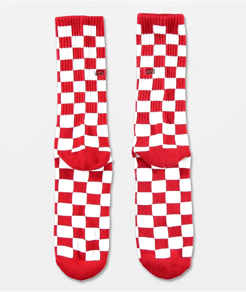 Vans Checkerboard II Red & White Crew Socks