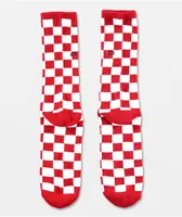 Vans Checkerboard II Red & White Crew Socks