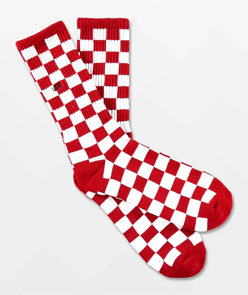 Vans Checkerboard II Red & White Crew Socks