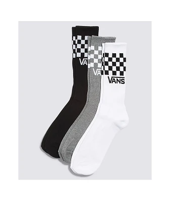 Vans Classic Black & White Checkered 3 Pack Crew Socks