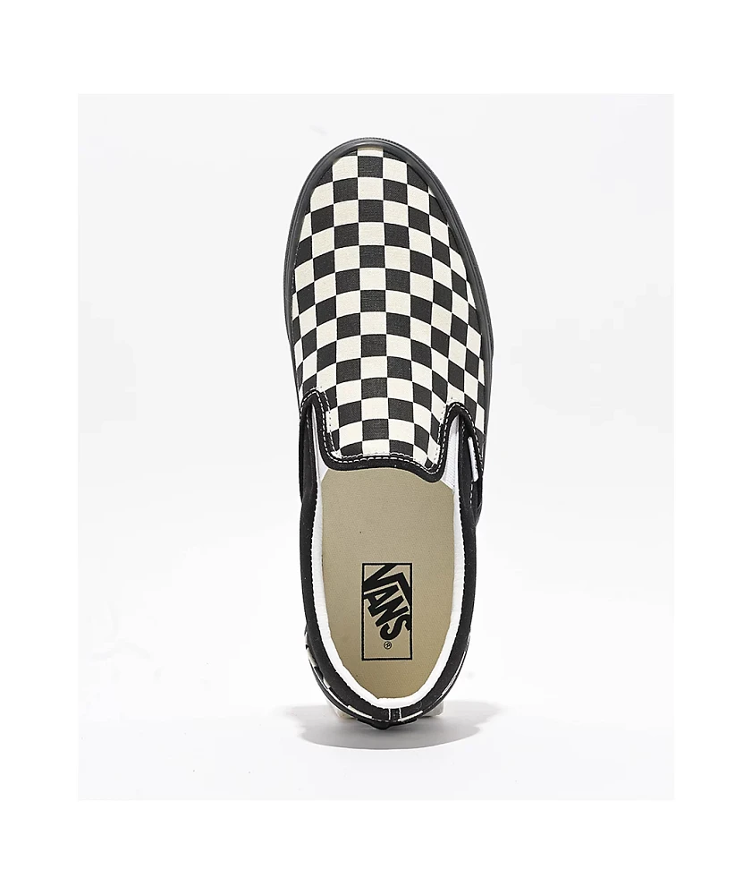 Vans Classic Slip-On Checkerboard White & Black Skate Shoes