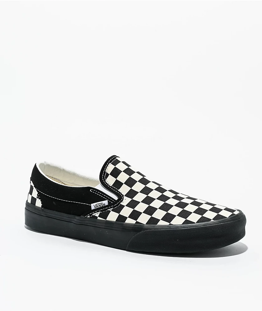 Vans Classic Slip-On Checkerboard White & Black Skate Shoes