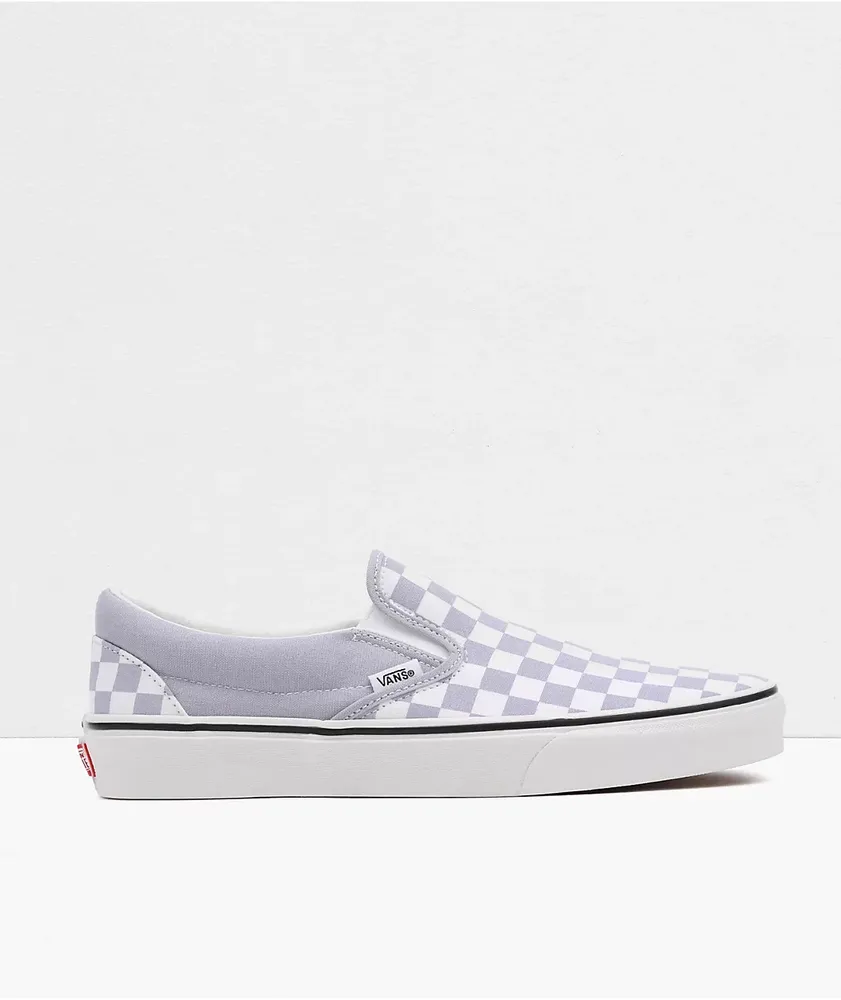 Vans Classic Slip-On Lavender & White Checkerboard Skate Shoes