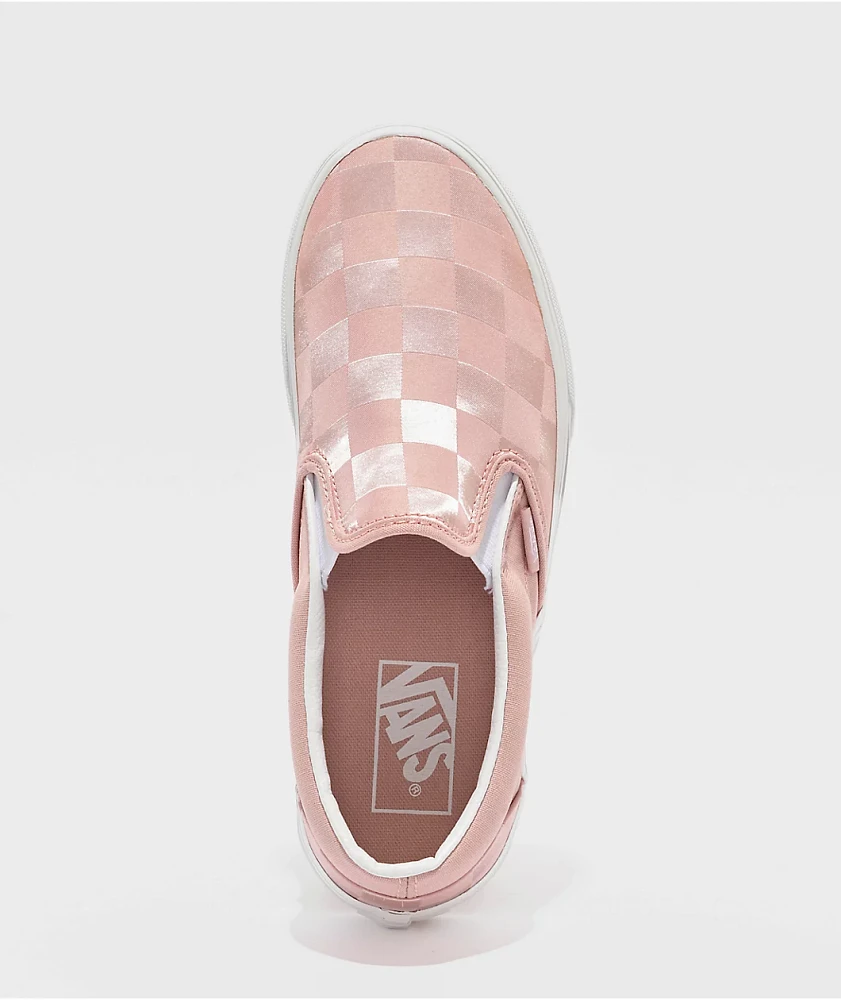 Vans Classic Slip-On Satin Checkerboard Sepia Skate Shoes
