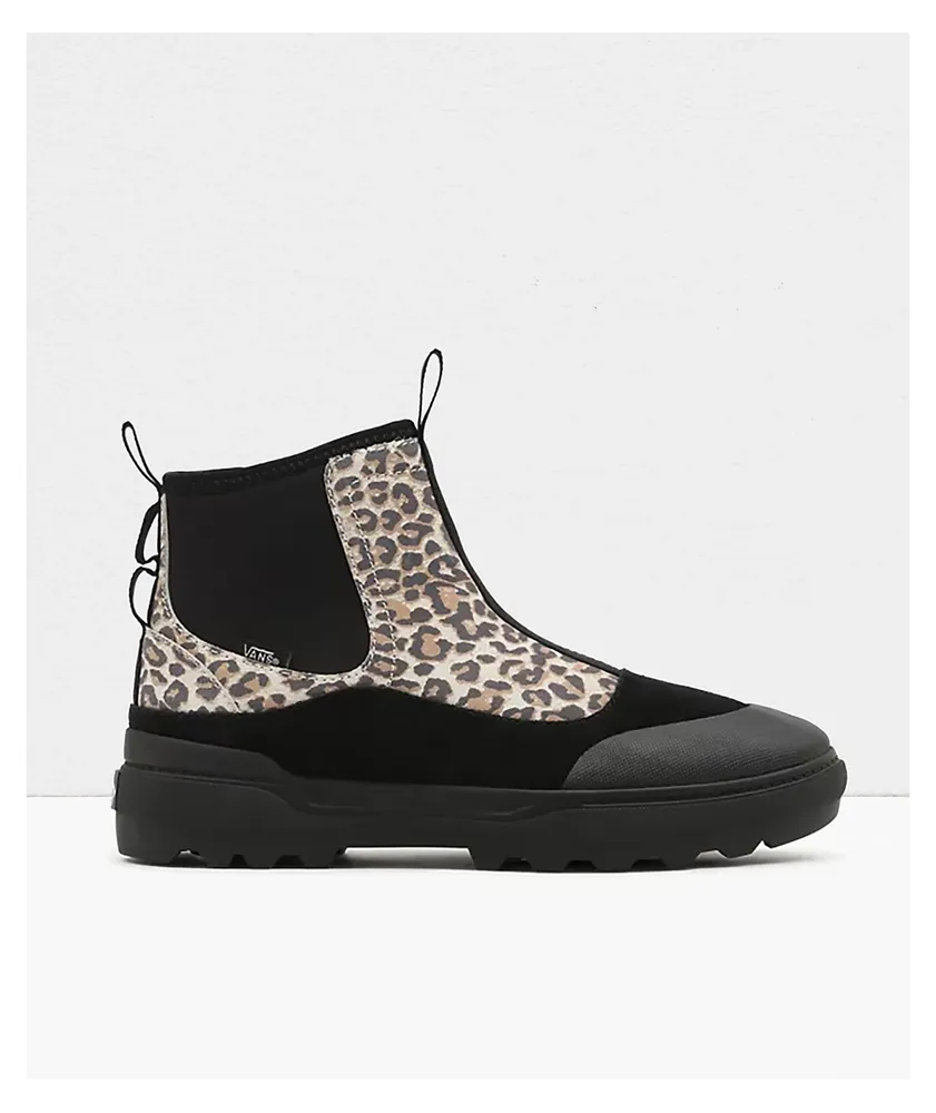 Vans Colfax Black & Cheetah Suede Mid Top Boots