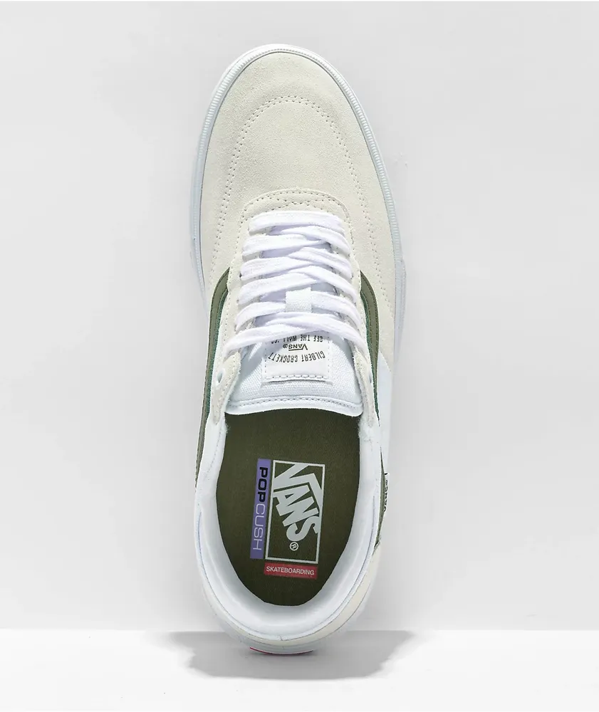 Vans Crockett True White & Green Skate Shoes