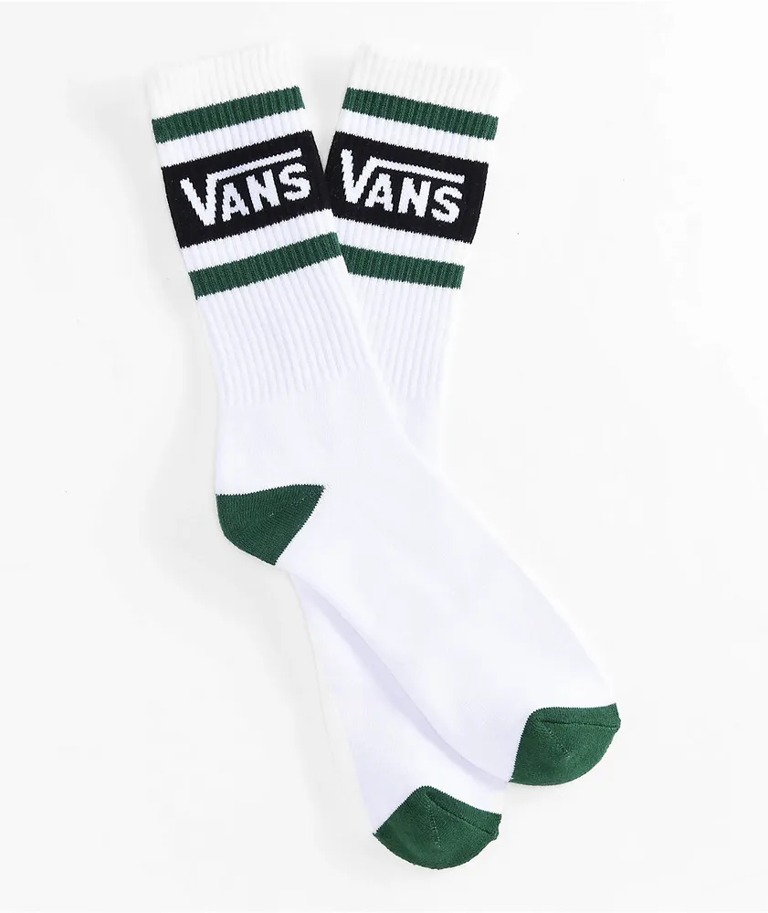 Vans Drop V White & Green Crew Socks