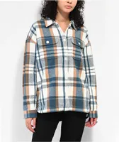 Vans Eliza Cream & Teal Flannel Shacket