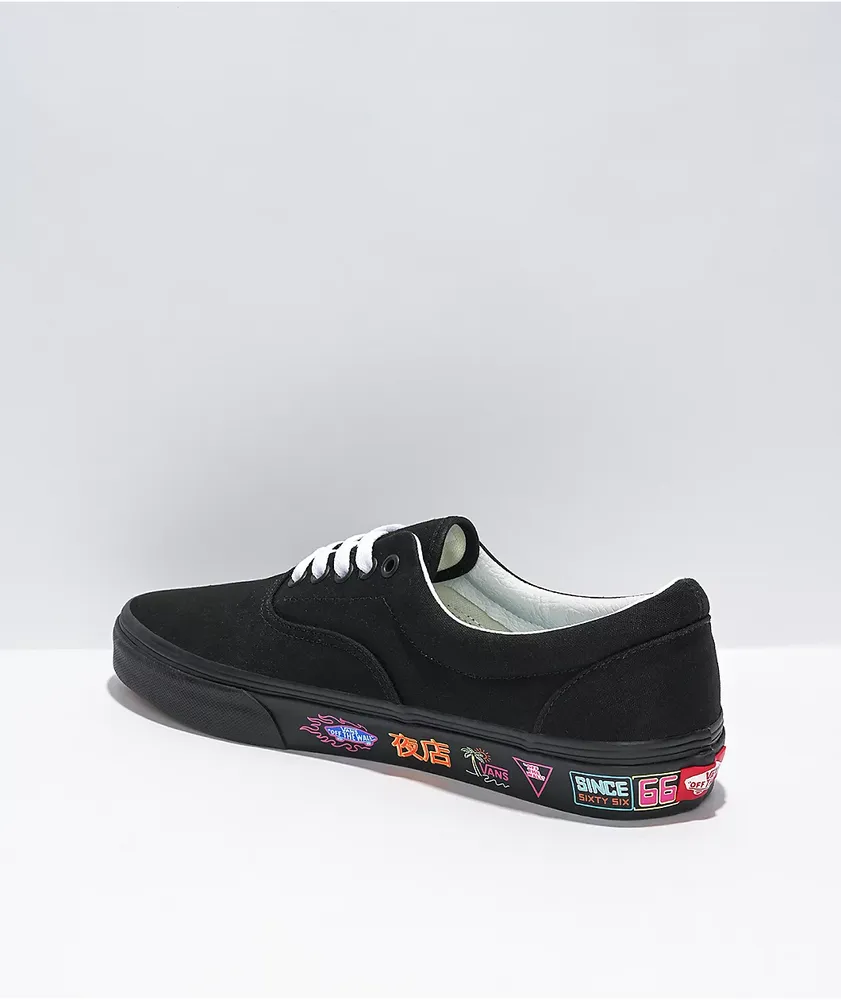 Vans Era Black & Neon Skate Shoes