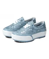 Vans Era Stacked Blue Floral Satin Platform Shoes