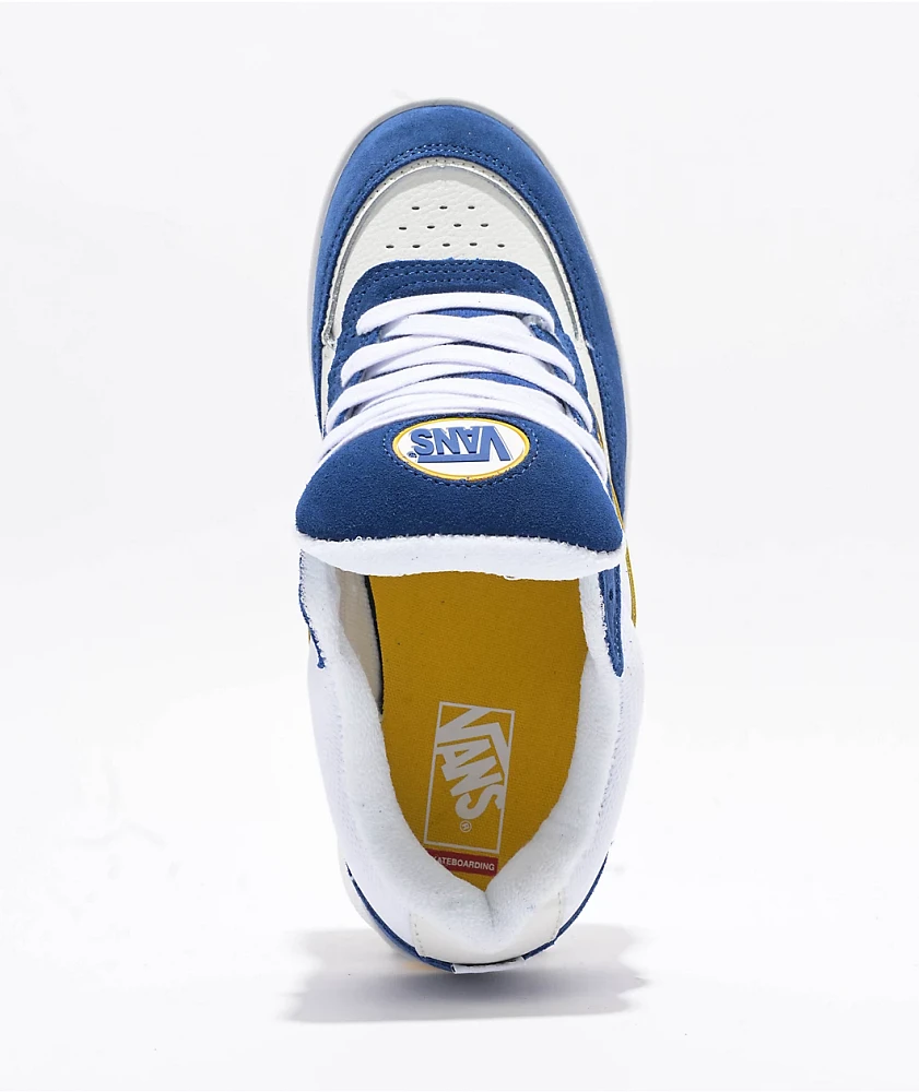 Vans Estazzo White, Blue & Yellow Skate Shoes