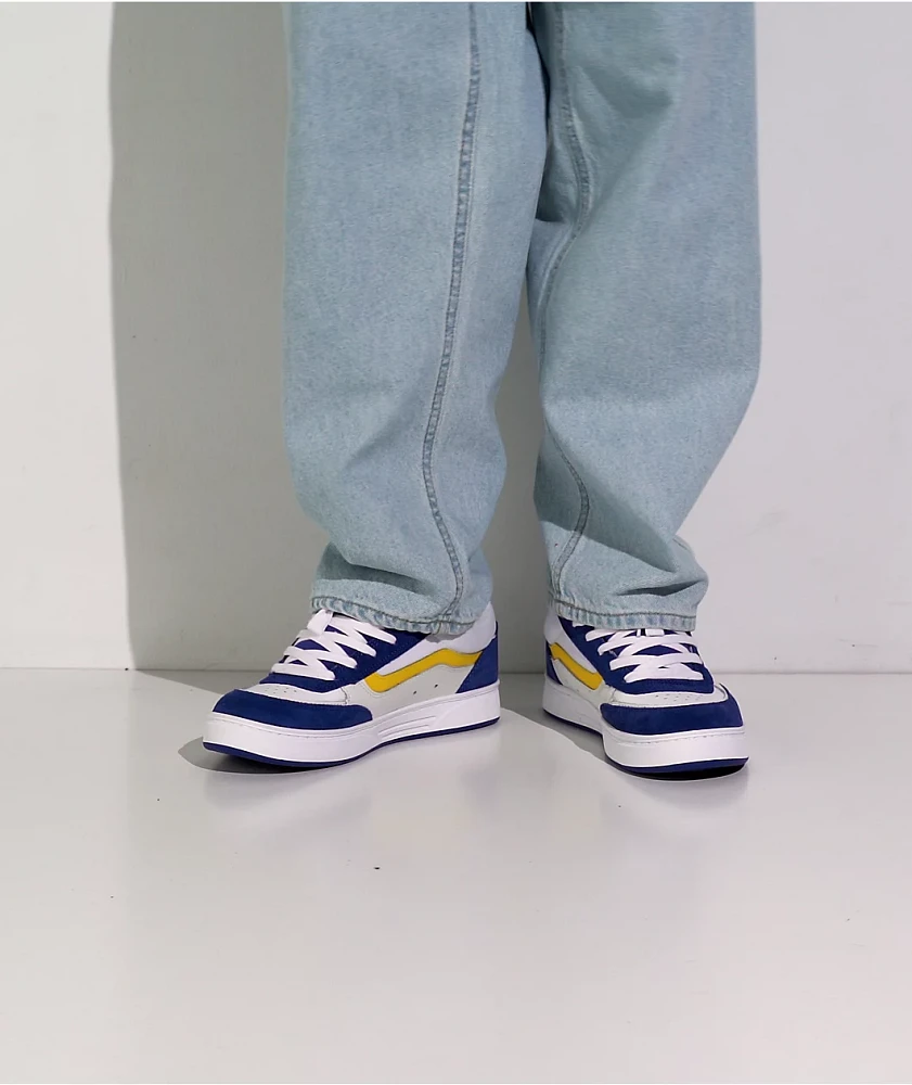 Vans Estazzo White, Blue & Yellow Skate Shoes
