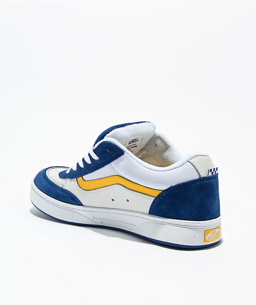 Vans Estazzo White, Blue & Yellow Skate Shoes