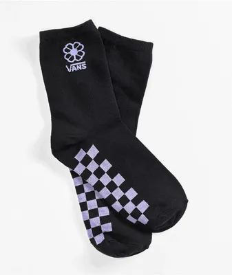 Vans Flower Black & Lavender Crew Socks