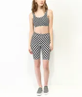 Vans Flying V Black & White Checkered Sports Bra