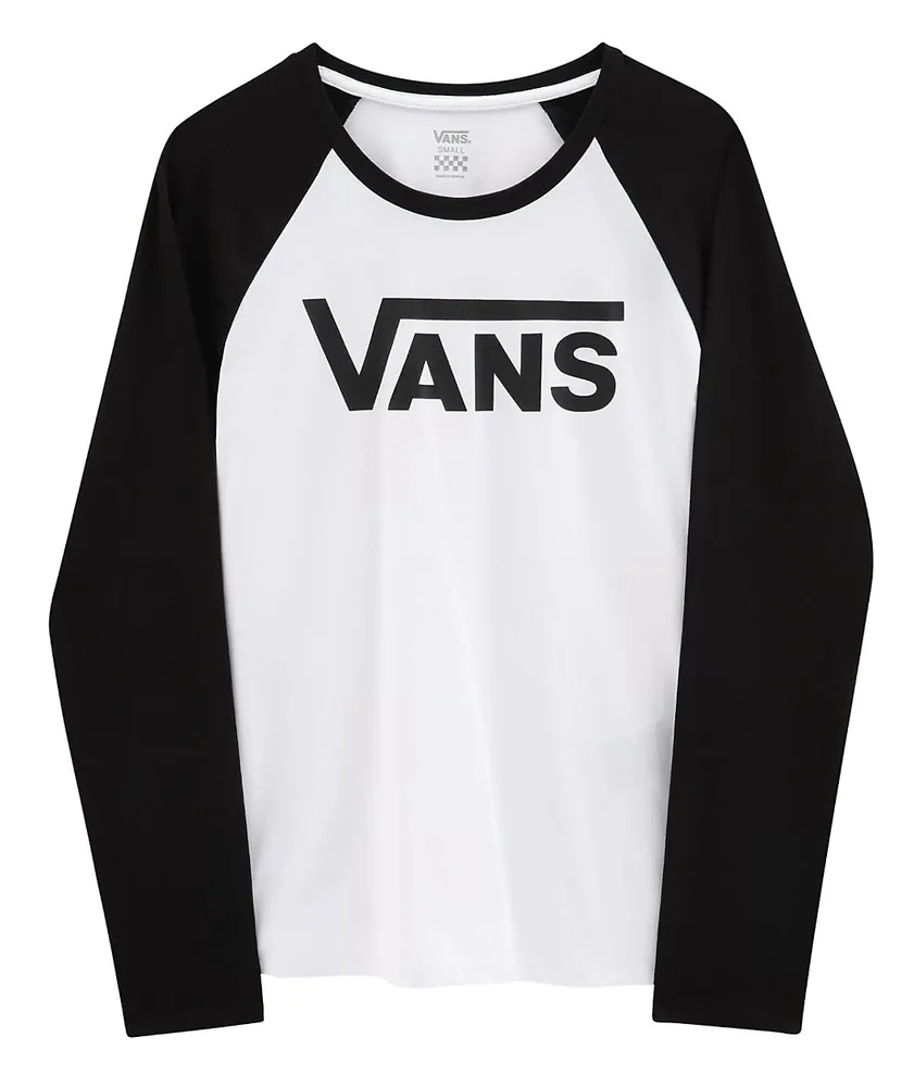 Vans Flying V Black & White Raglan Long Sleeve T-Shirt