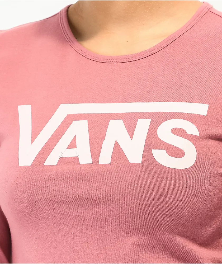 Vans Flying V Hightide Rose Lettuce Edge Crop Long Sleeve T-Shirt