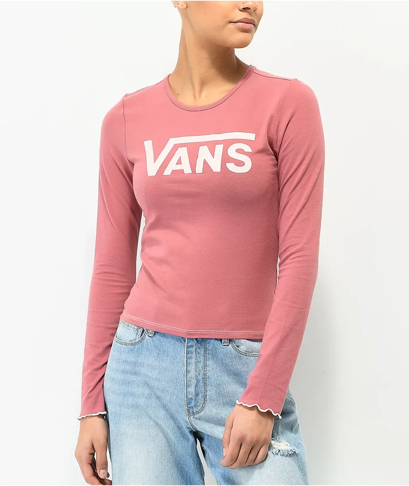 Vans Flying V Hightide Rose Lettuce Edge Crop Long Sleeve T-Shirt