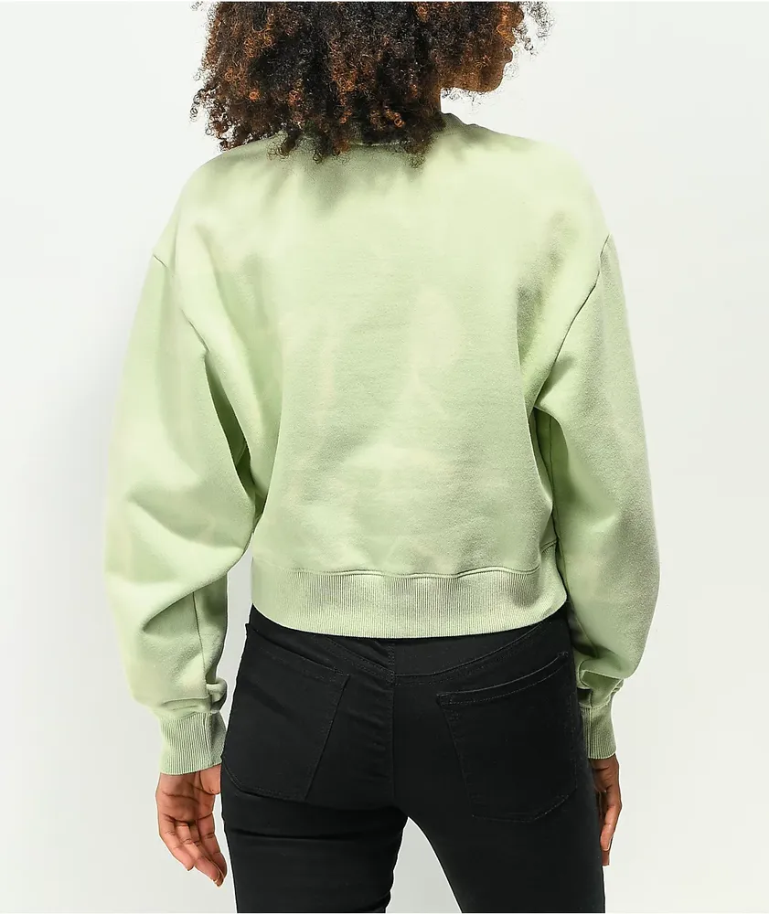 Vans Green Water Wash Crop Crewneck Sweatshirt