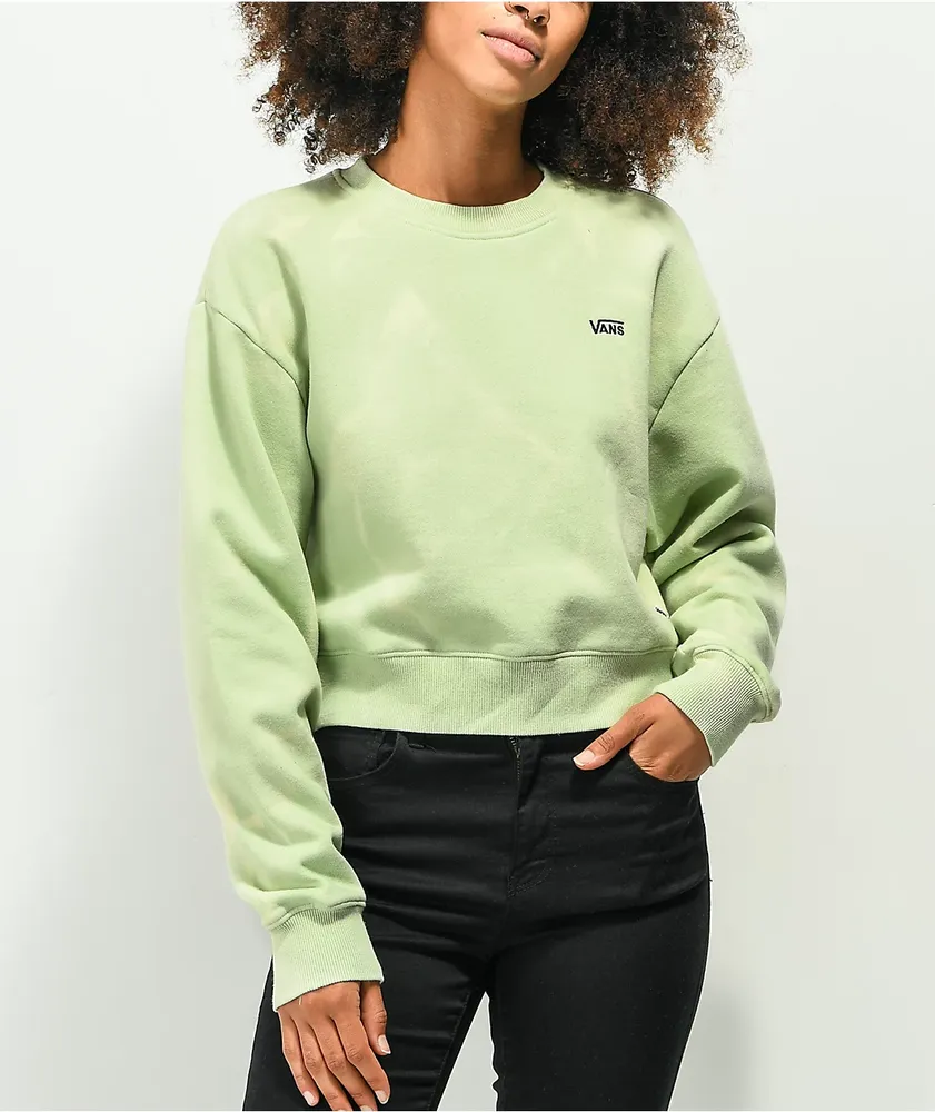 Vans Green Water Wash Crop Crewneck Sweatshirt