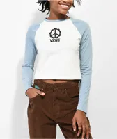 Vans Grow Peace Blue Raglan Long Sleeve Crop T-Shirt