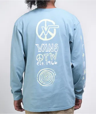 Vans Jank Ditsy Blue Overdye Long Sleeve T-Shirt