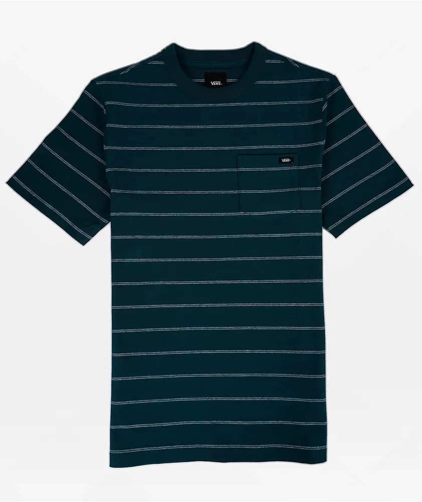 Vans Kids Baker Teal & White Stripe Pocket T-Shirt