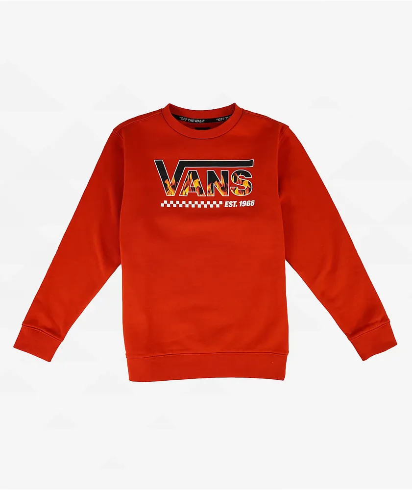 Vans Kids Digi Flames Red Crewneck Sweatshirt