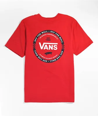 Vans Kids Logo Check Red T-Shirt