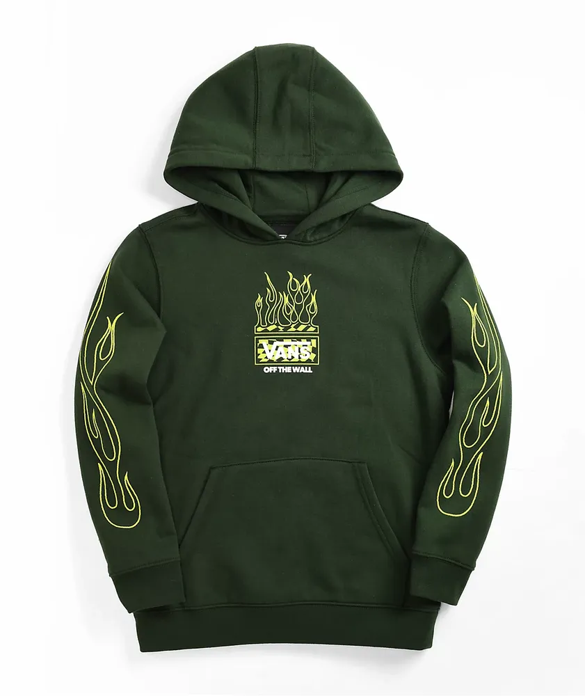 Vans Kids Neon Flames Green Hoodie