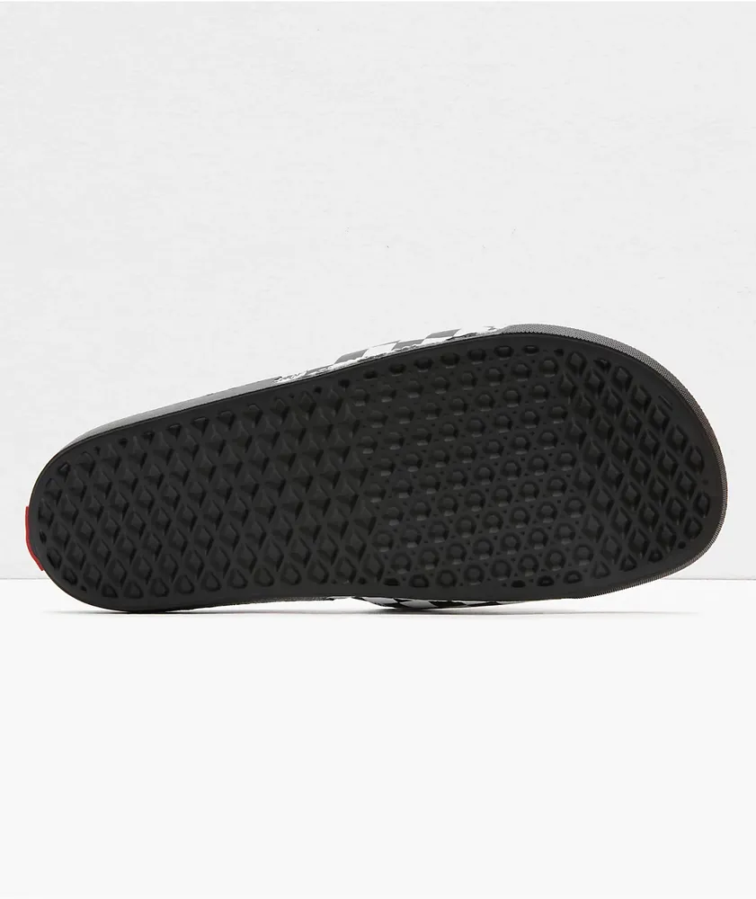 Vans La Costa Black & White Checkerboard Slide Sandals