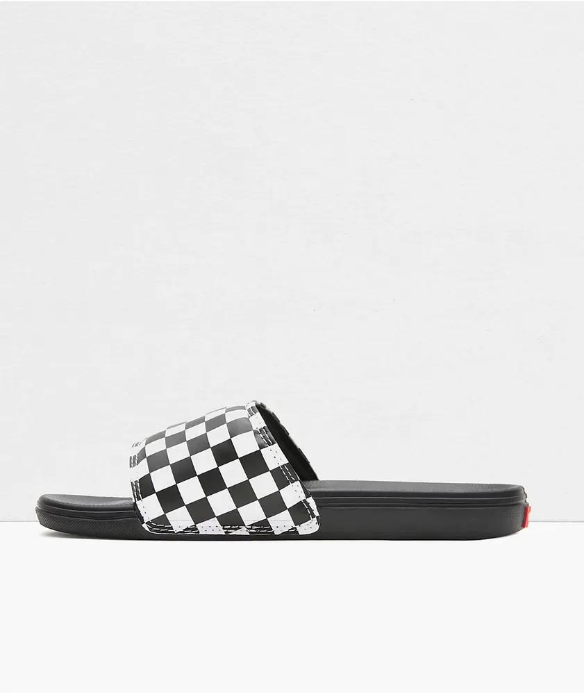 Vans La Costa Black & White Checkerboard Slide Sandals