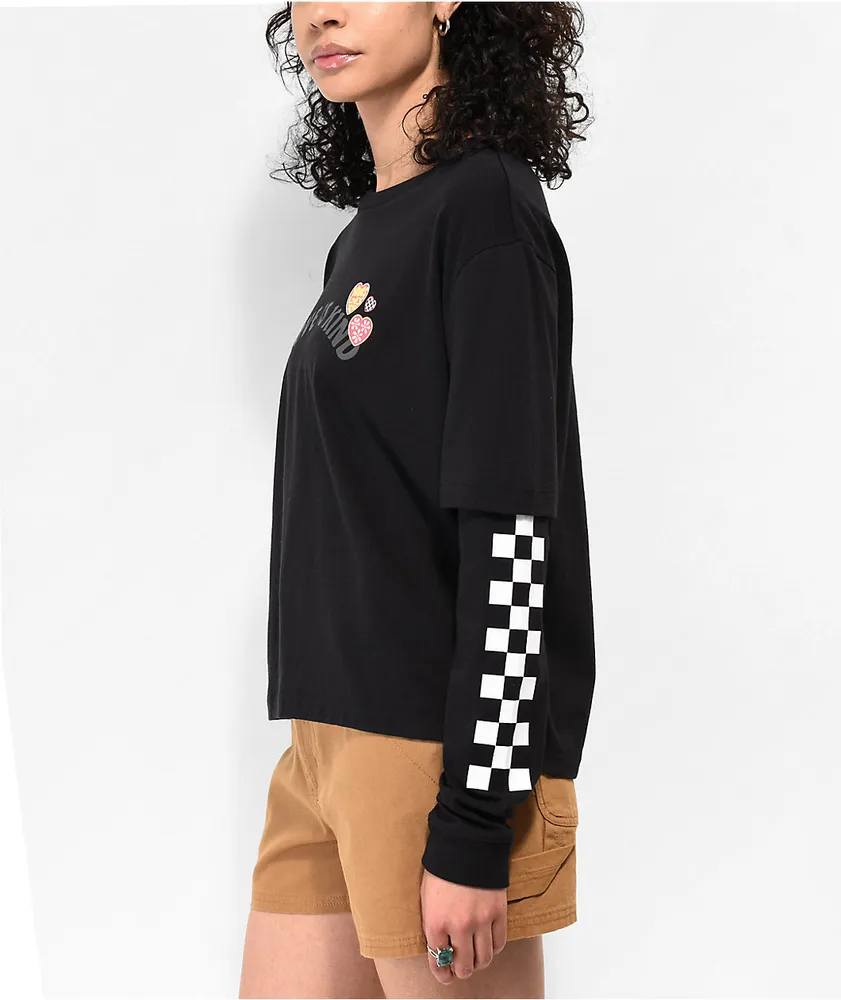 Vans Love Is Kind Black Crop Twofer Long Sleeve T-Shirt