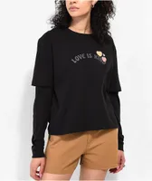 Vans Love Is Kind Black Crop Twofer Long Sleeve T-Shirt