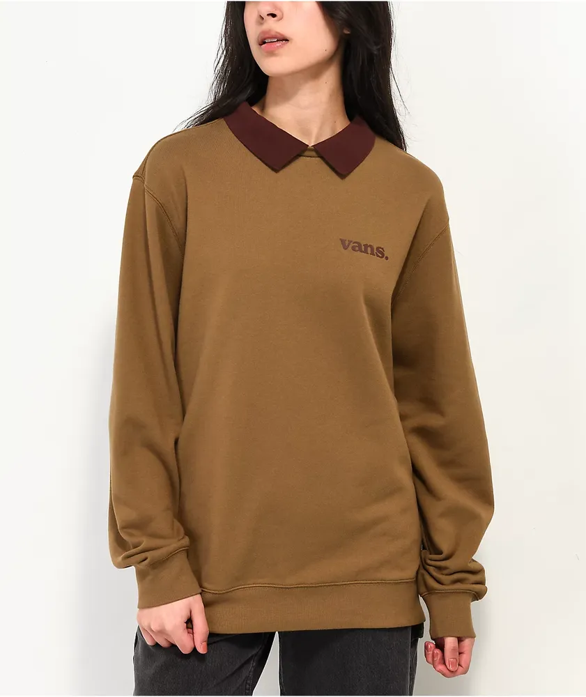 Vans Lowered Collar Kangaroo Brown Crewneck Sweatshirt