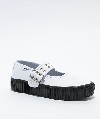 Vans Mary Jane Creeper Grunge Ballet White & Black Shoes