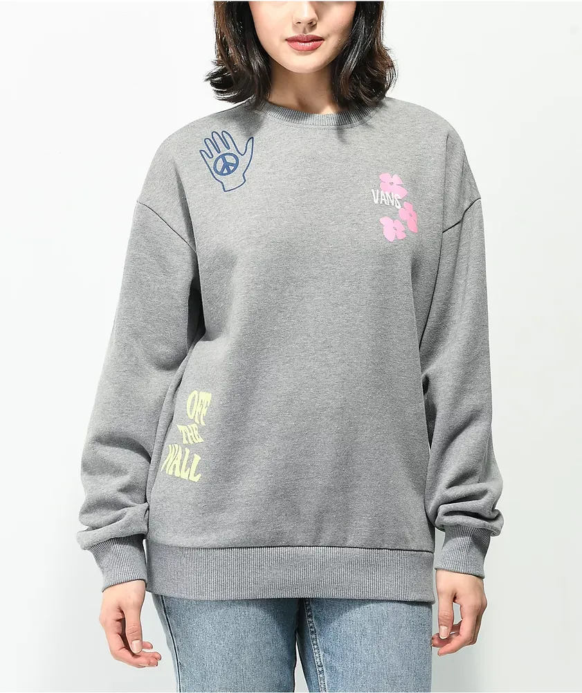 Vans Mascy Daze Heather Grey Oversized Crewneck Sweatshirt