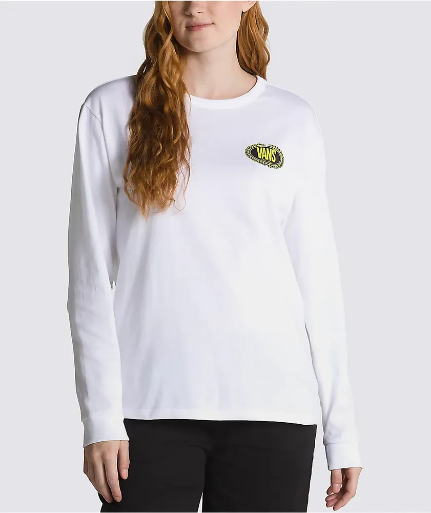 Vans Off The Wall Emblem White Long Sleeve T-Shirt