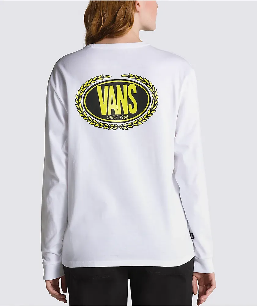 Vans Off The Wall Emblem White Long Sleeve T-Shirt