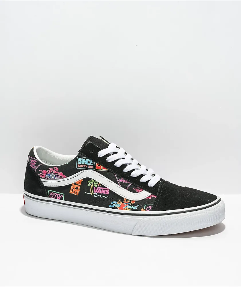 Vans Old Skool Black & Neon Skate Shoes