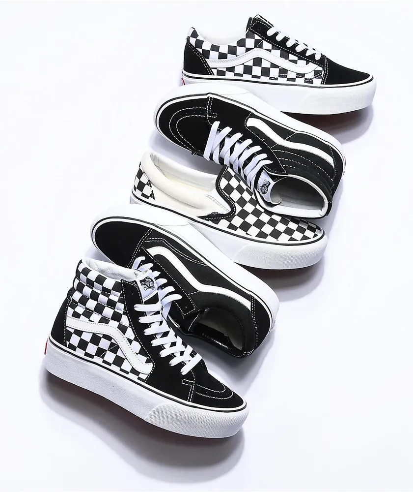 Vans Old Skool Black & White Checkered Platform Shoes