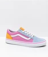 Vans Old Skool Colorblock Pink, Orange & Light Blue Skate Shoes