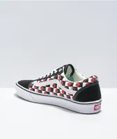 Vans Old Skool ComfyCush Drop V Black, White & Red Checkerboard Skate Shoes