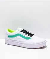 Vans Old Skool ComfyCush White, Teal & Fluorescent Yellow Skate Shoes