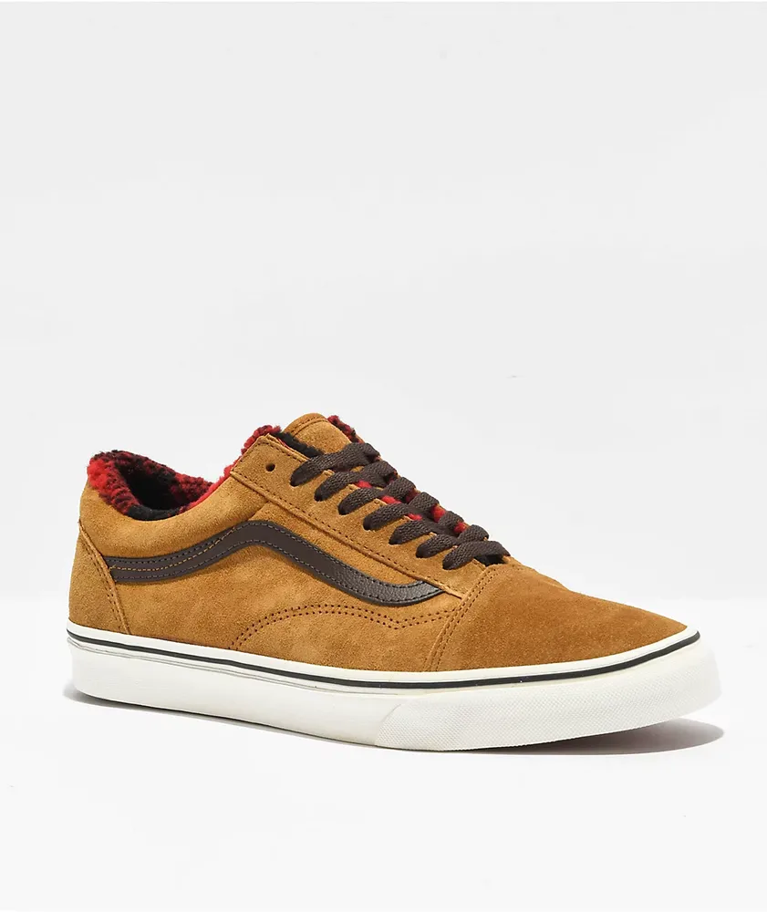 Vans Old Skool Cozy Hug Brown & Red Skate Shoes