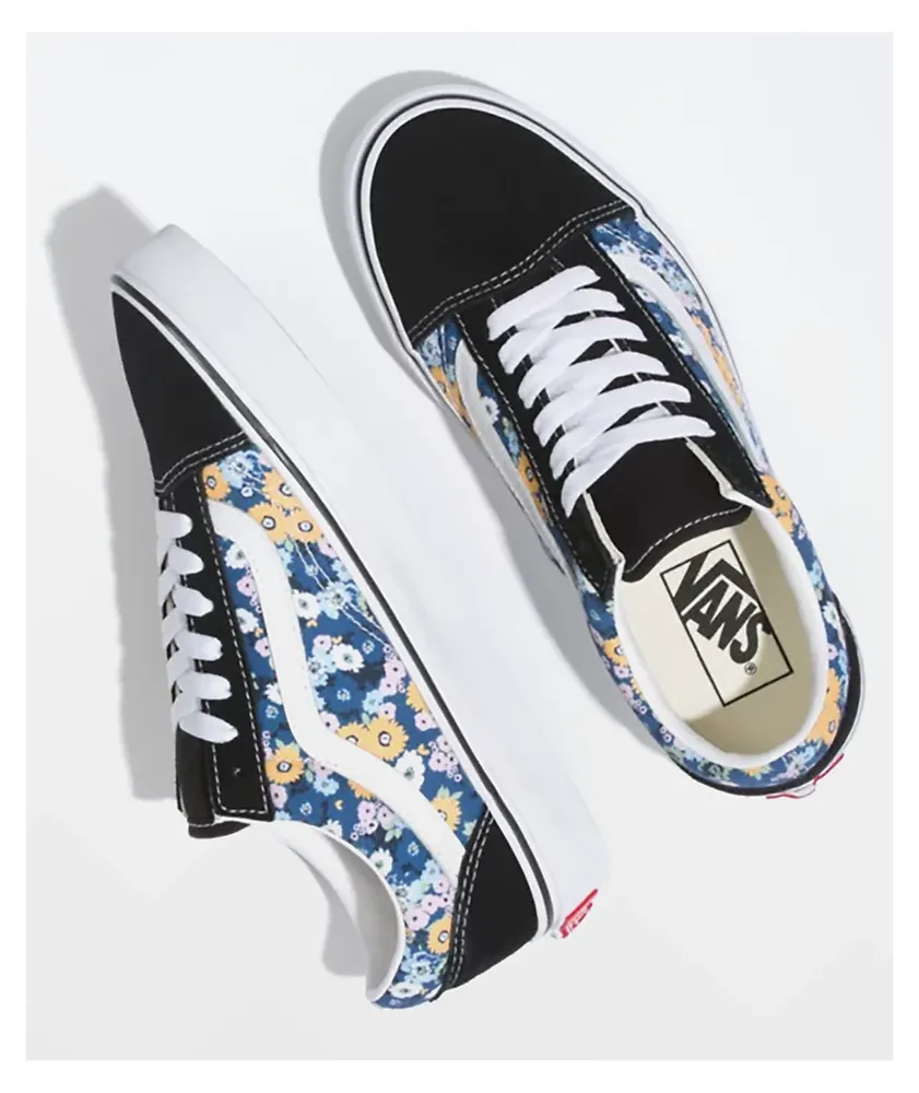 Vans Old Skool Floral & Black Skate Shoes