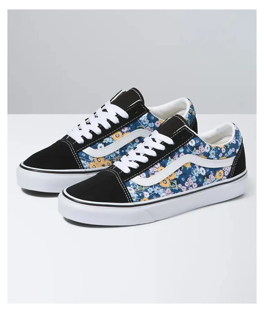 Vans Old Skool Floral & Black Skate Shoes